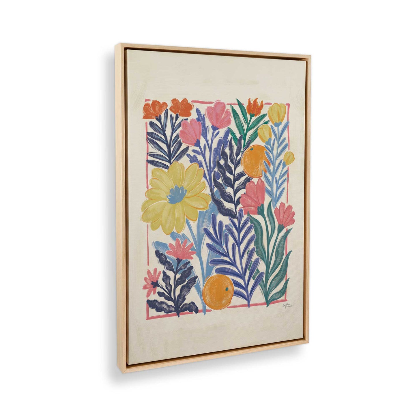 [Color:American Maple], Picture of art in a American Maple frame at an angle