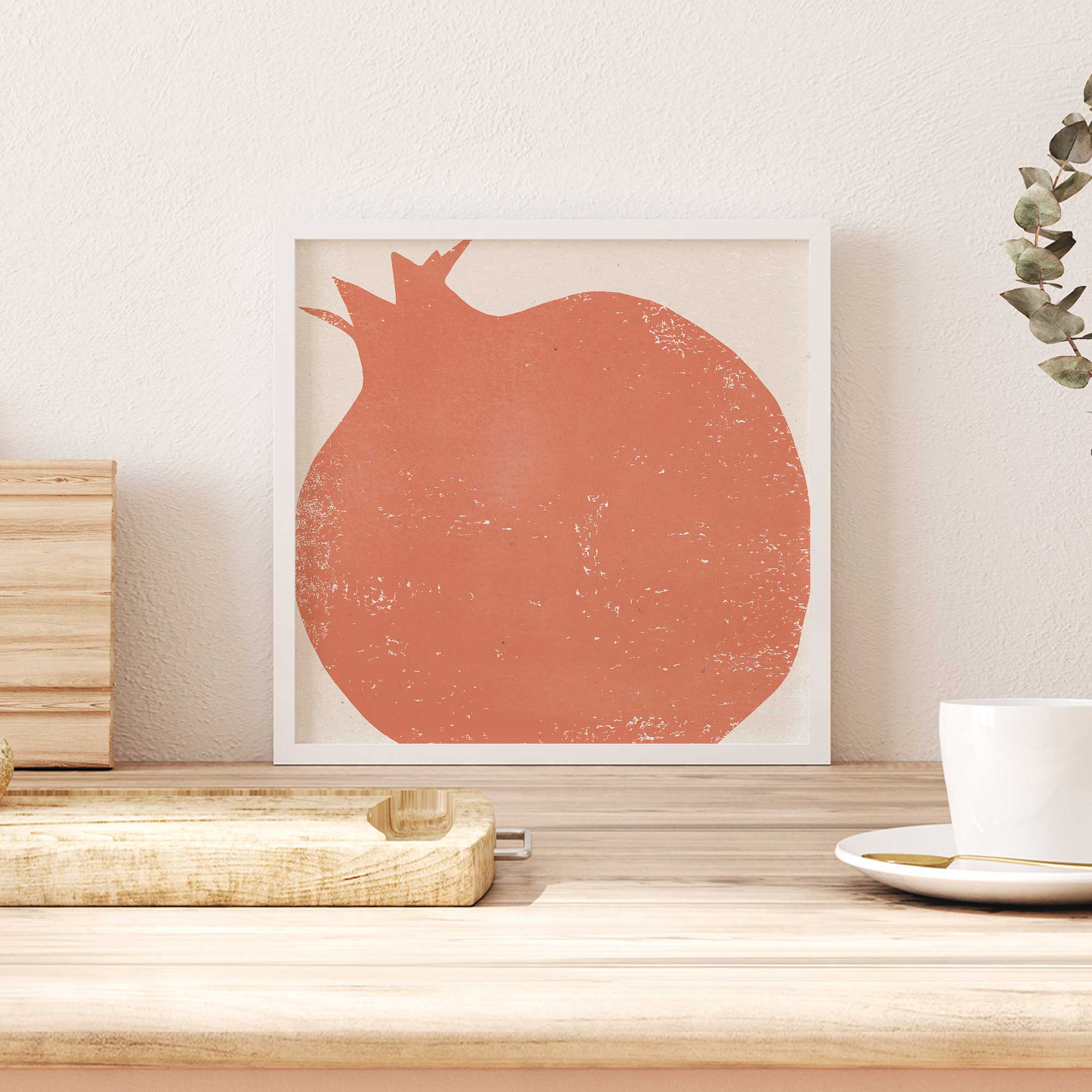 pomegranate pop art minimalist style art print in a kitchen