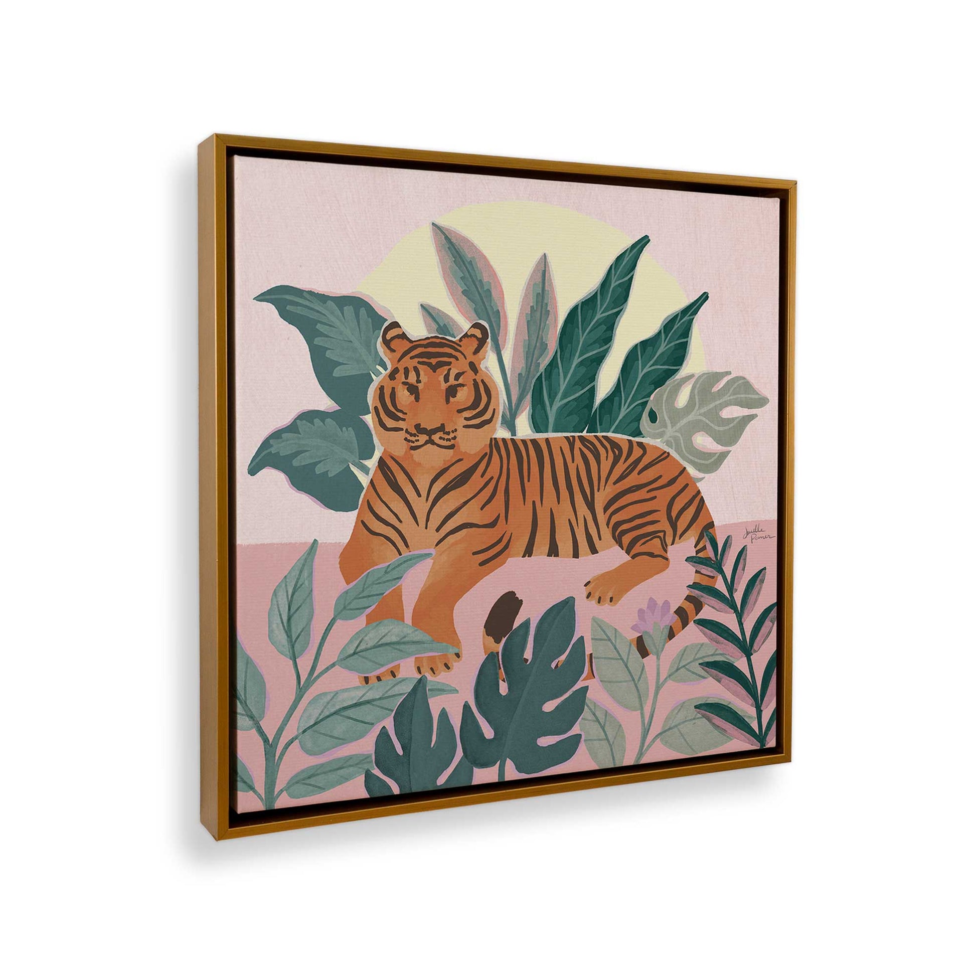 [Color:American Maple], Picture of art in a American Maple frame at an angle