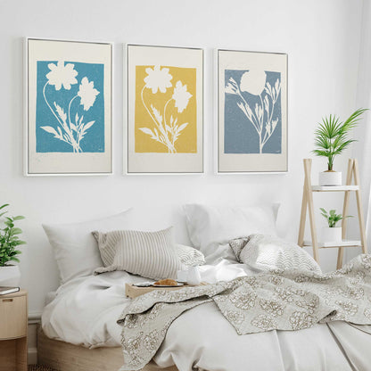 Wildflower Silhouette Trio Canvas Print, Set of 3