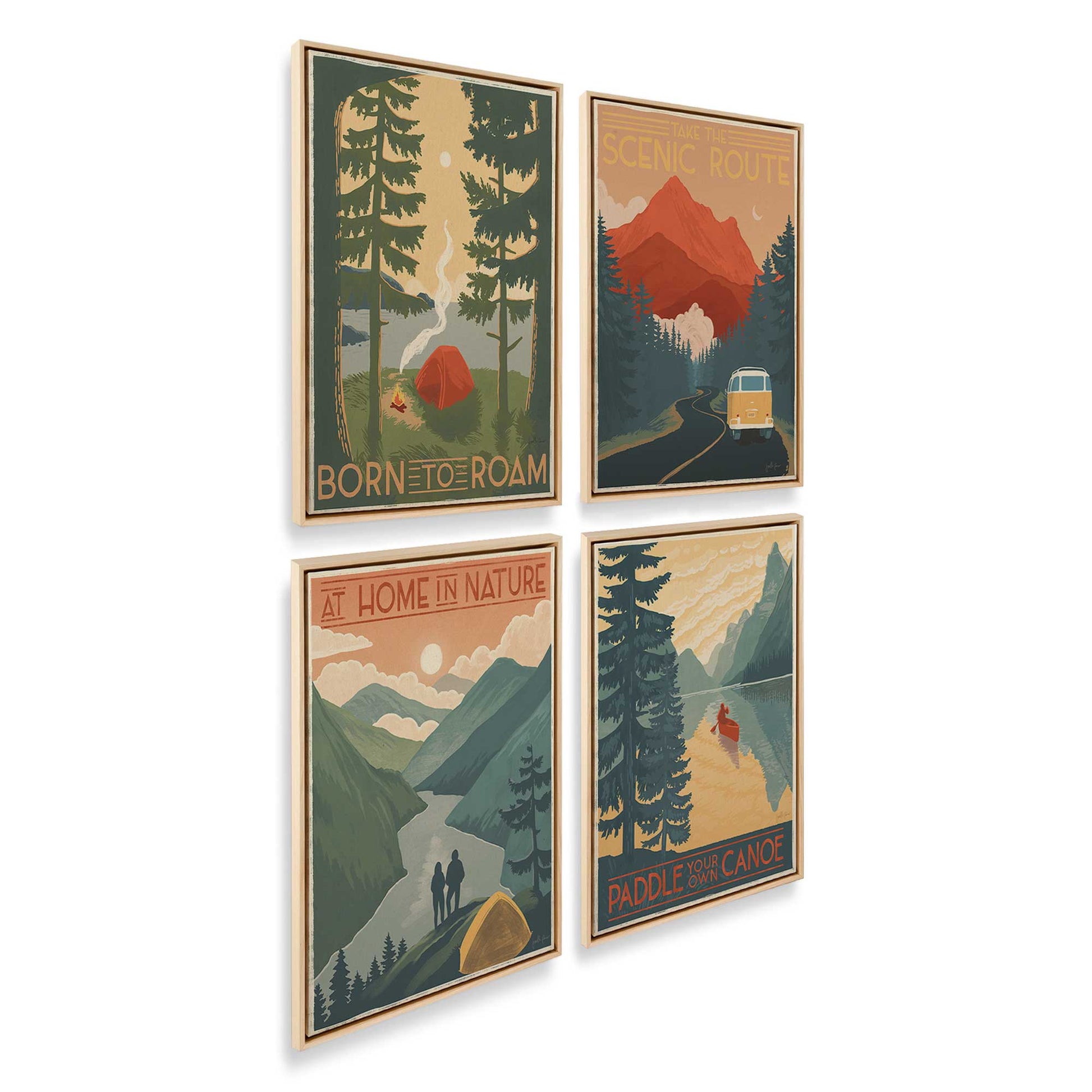 [Color:American Maple], Picture of art in a American Maple frame at an angle