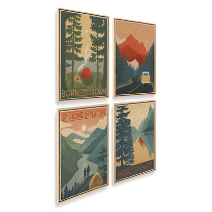 [Color:American Maple], Picture of art in a American Maple frame at an angle