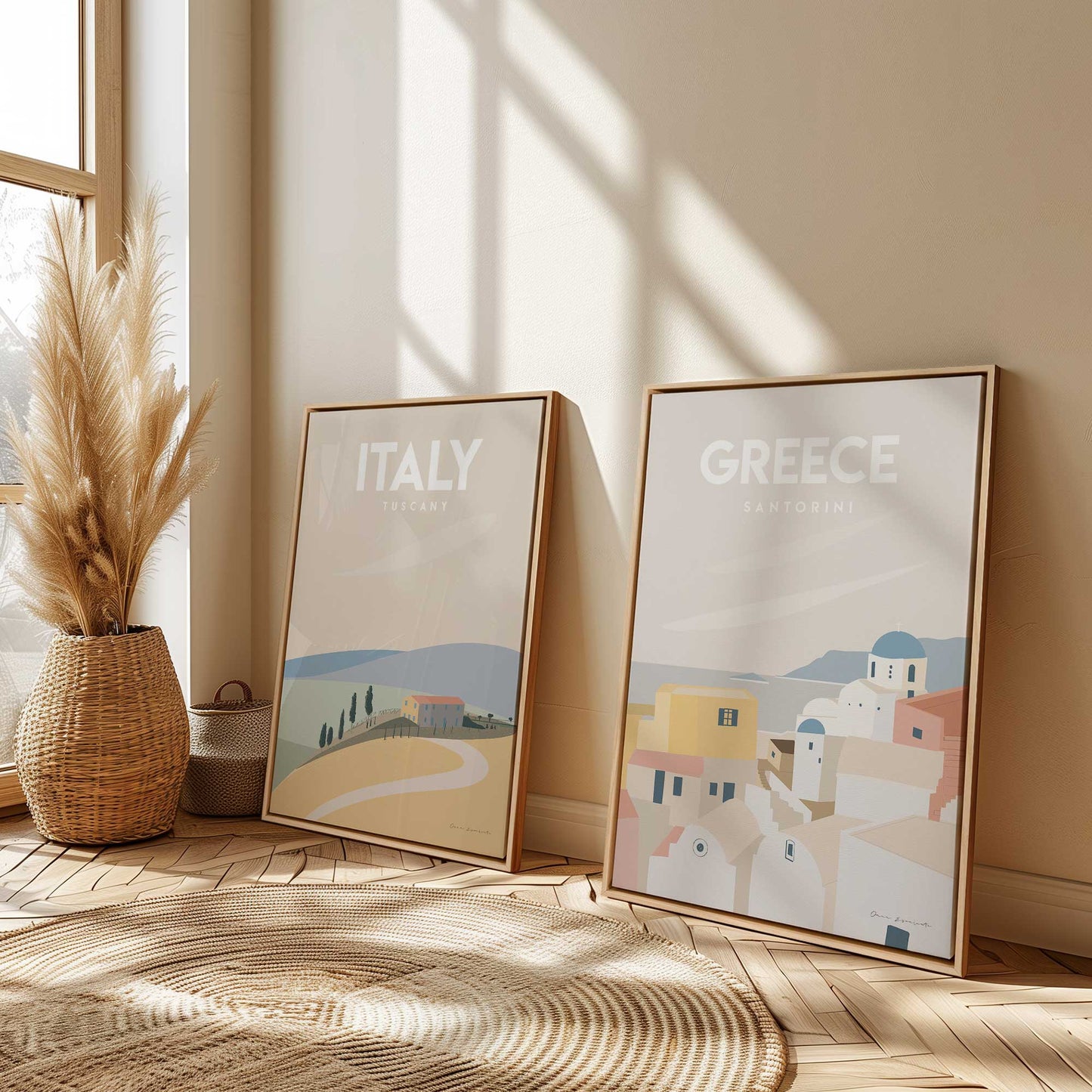 Mediterranean Travel Poster Duo Canvas Print, Set of 2