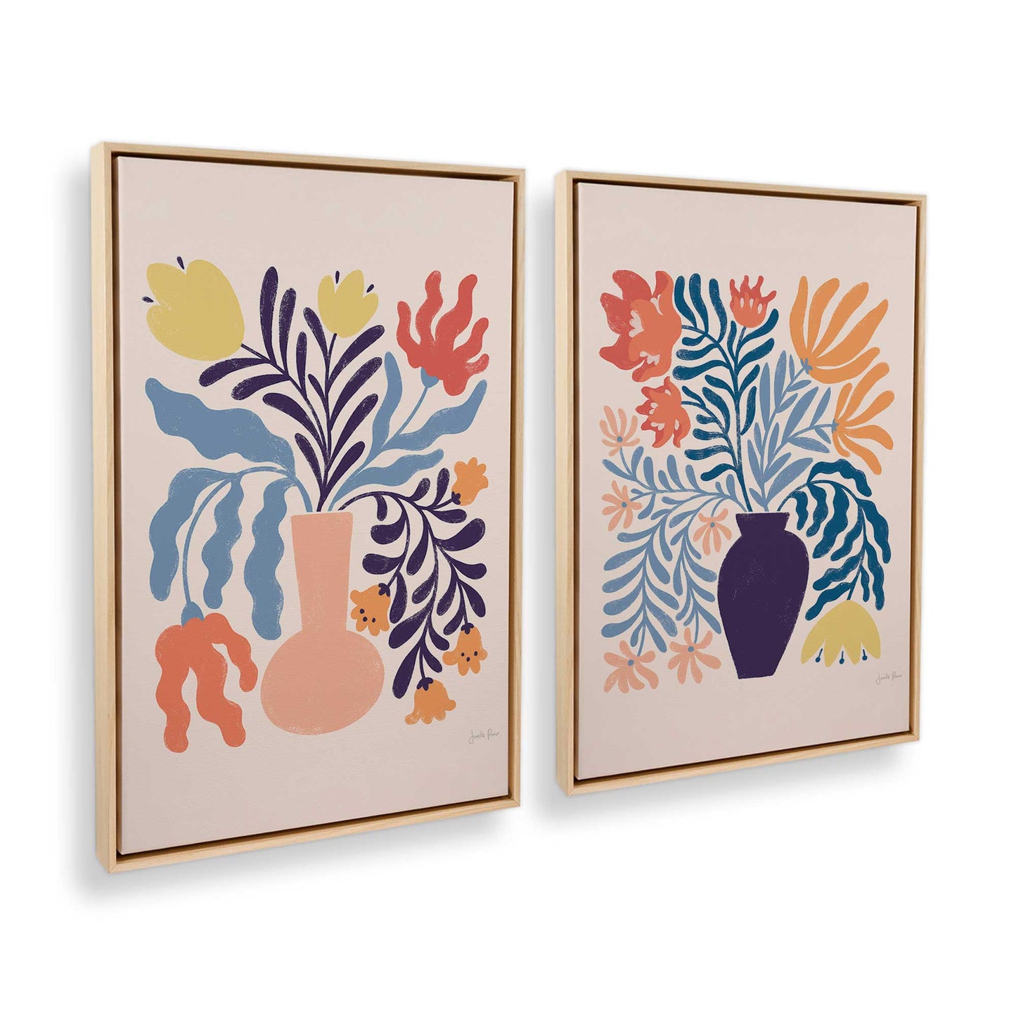 [Color:American Maple], Picture of art in a American Maple frame at an angle