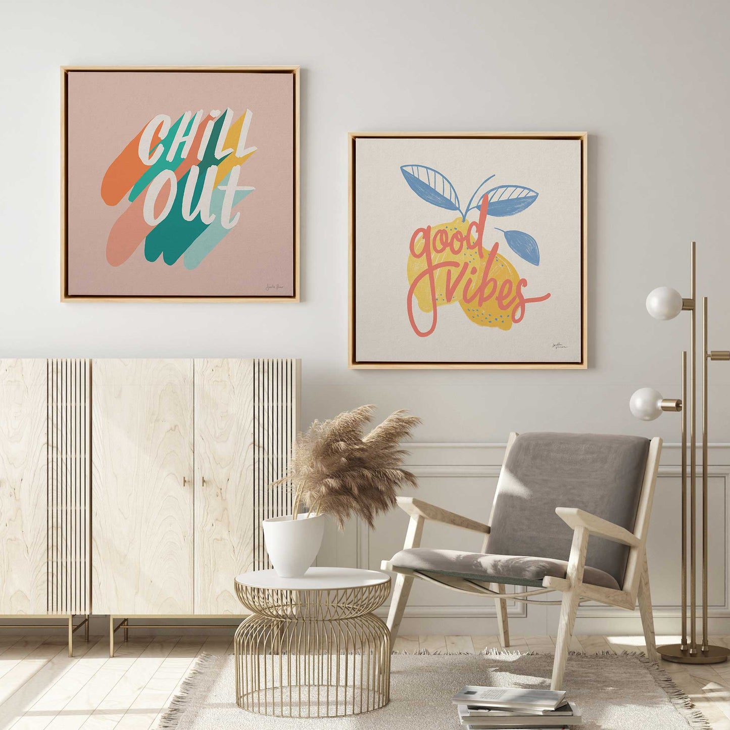 Positive Vibes Duo Canvas Print, Set of 2