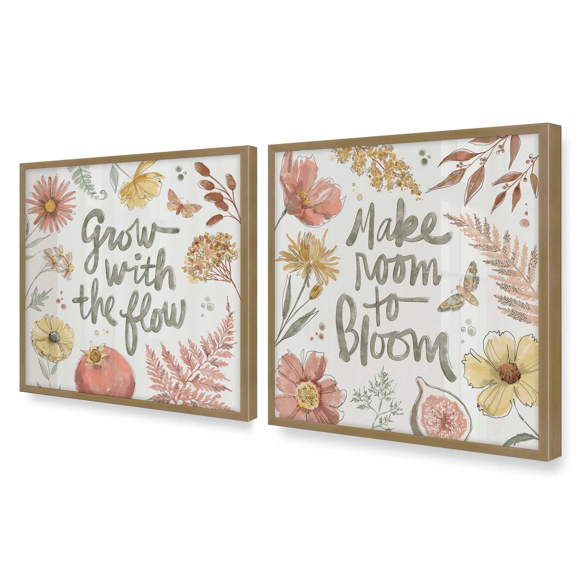 [Color:Brushed Gold], Picture of art in a Brushed Gold frame at an angle