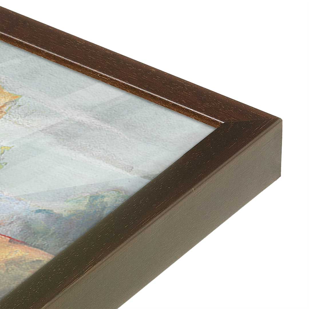 [Color:Brown], Picture of art in a Brown frame at an angle