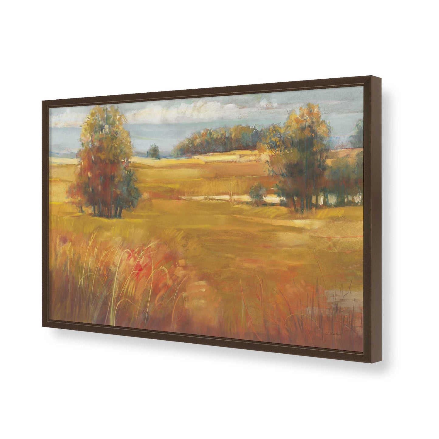 [Color:Brown], Picture of art in a Brown frame of the corner