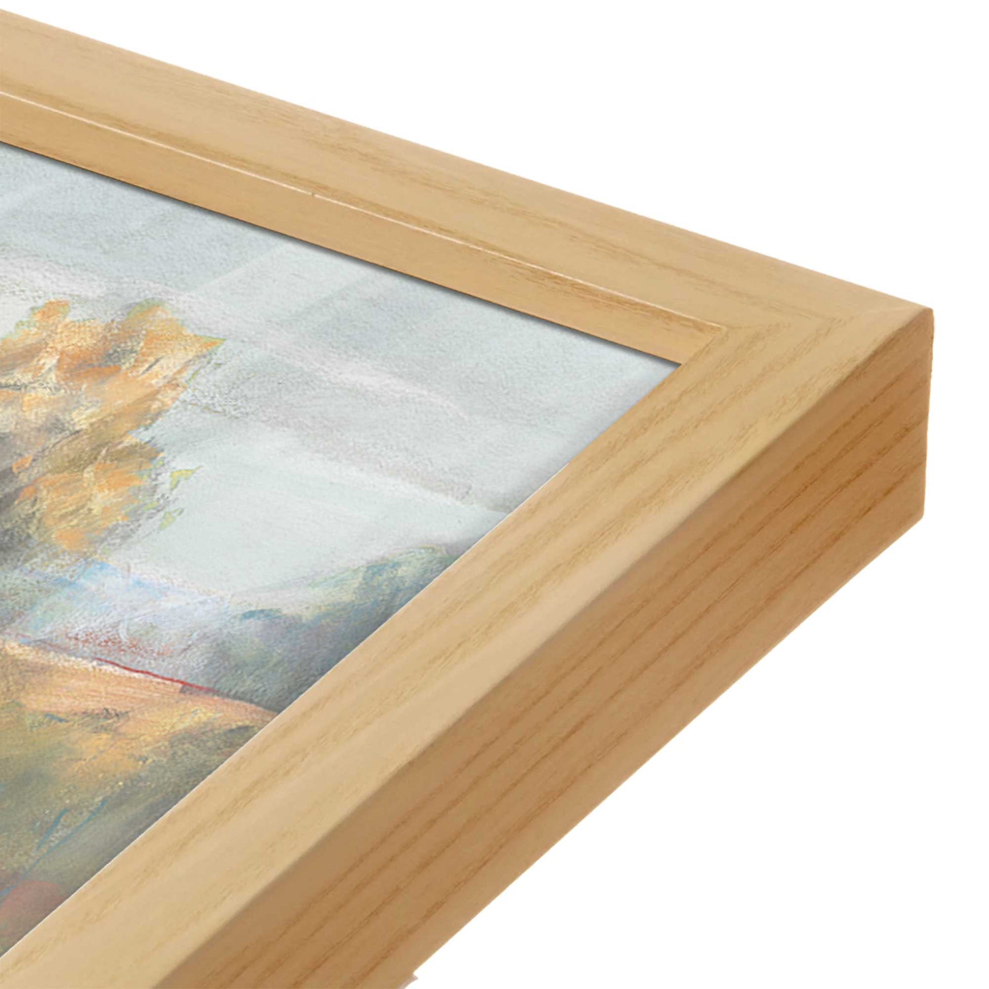[Color:American Maple], Picture of art in a American Maple frame at an angle