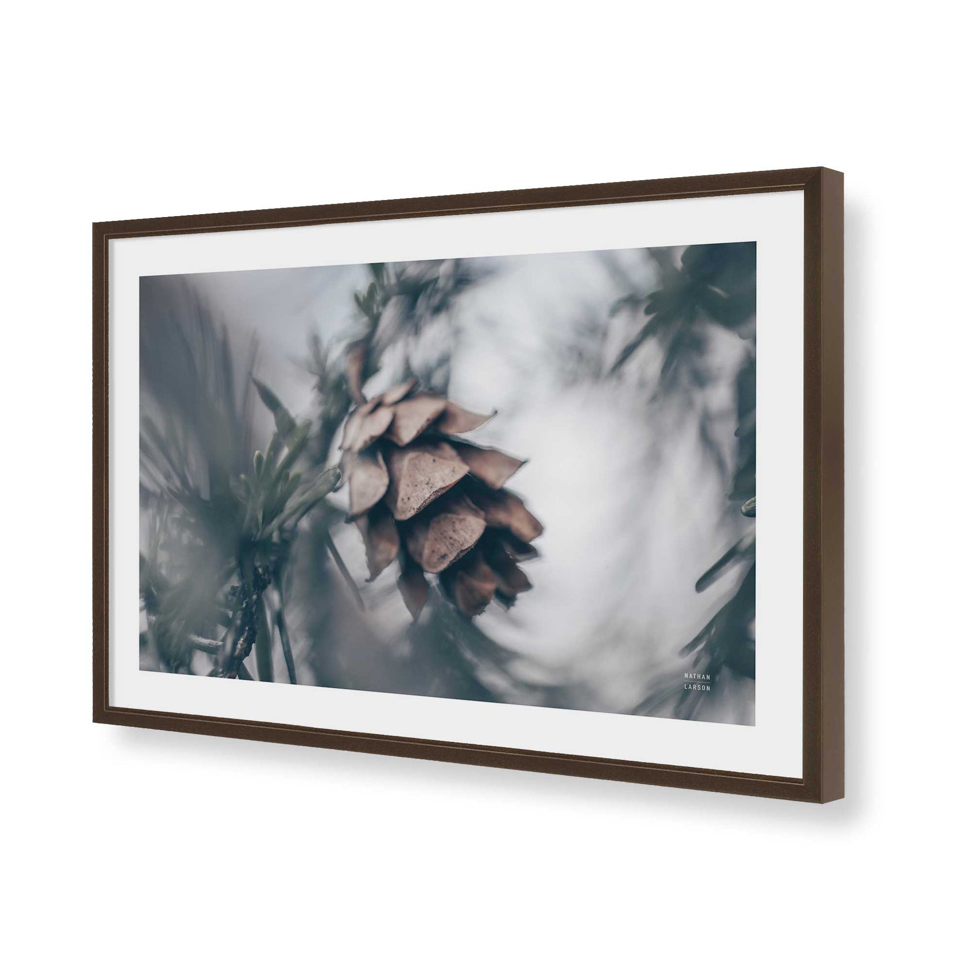 [Color:Brown], Picture of art in a Brown frame of the corner