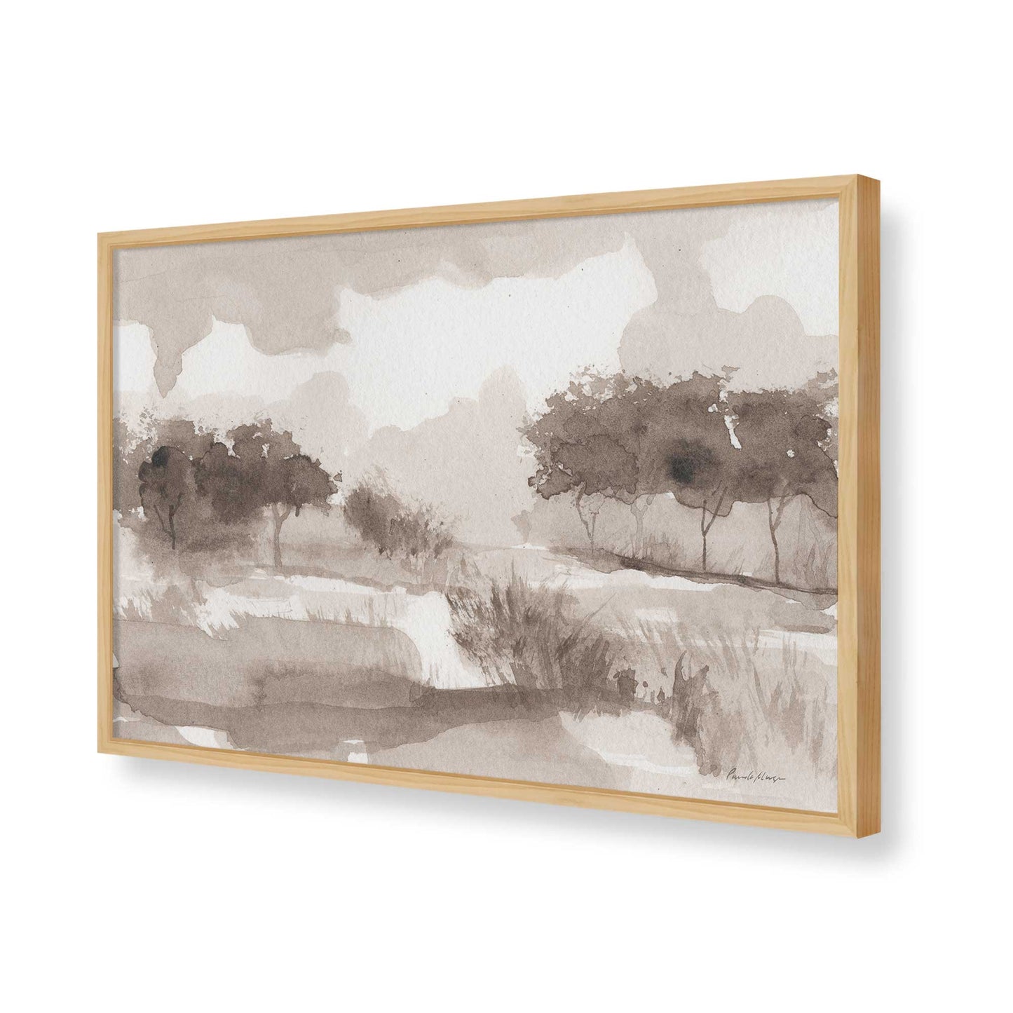 [Color:American Maple], Picture of art in a American Maple frame of the corner