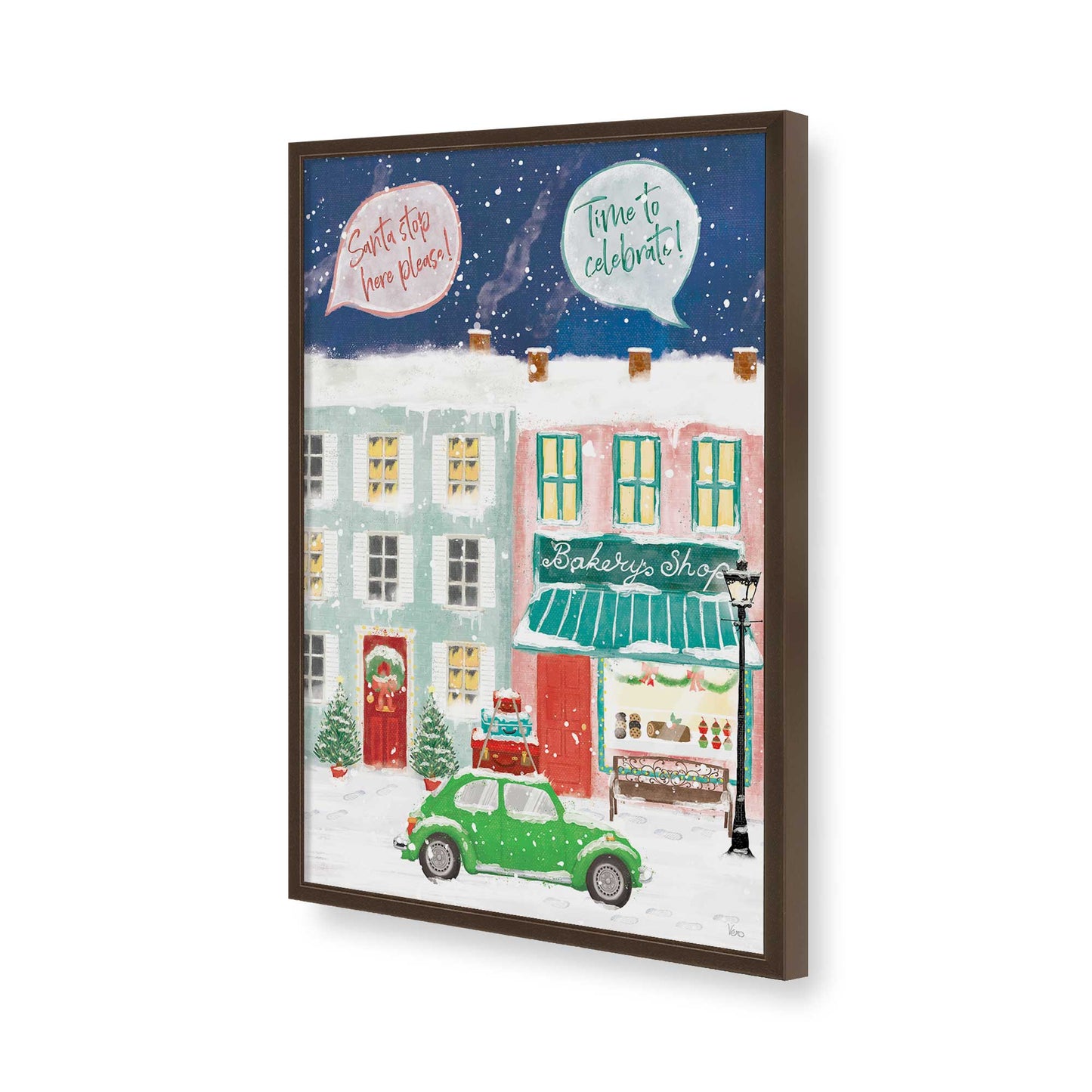 [Color:Brown], Picture of art in a Brown frame of the corner