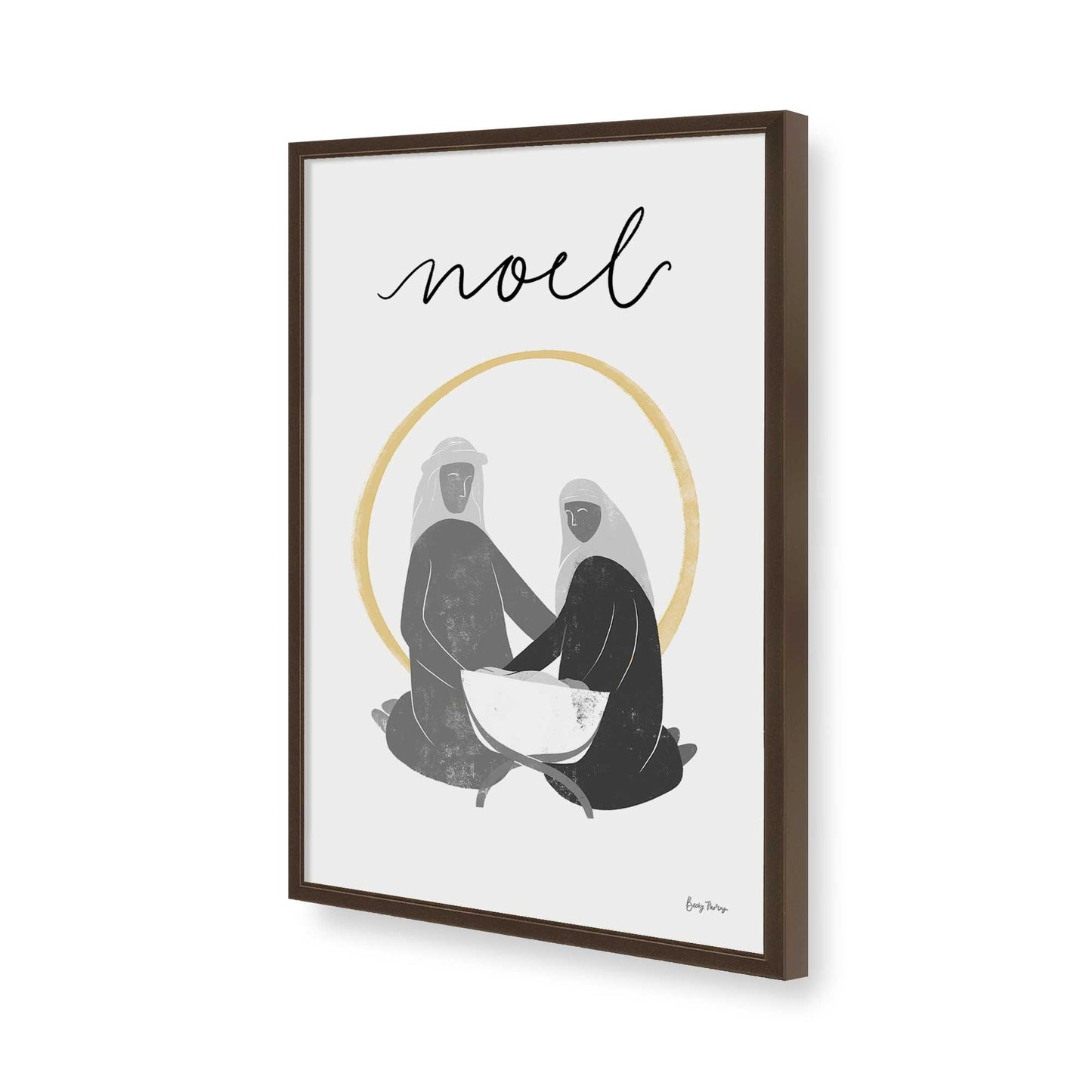 [Color:Brown], Picture of art in a Brown frame of the corner