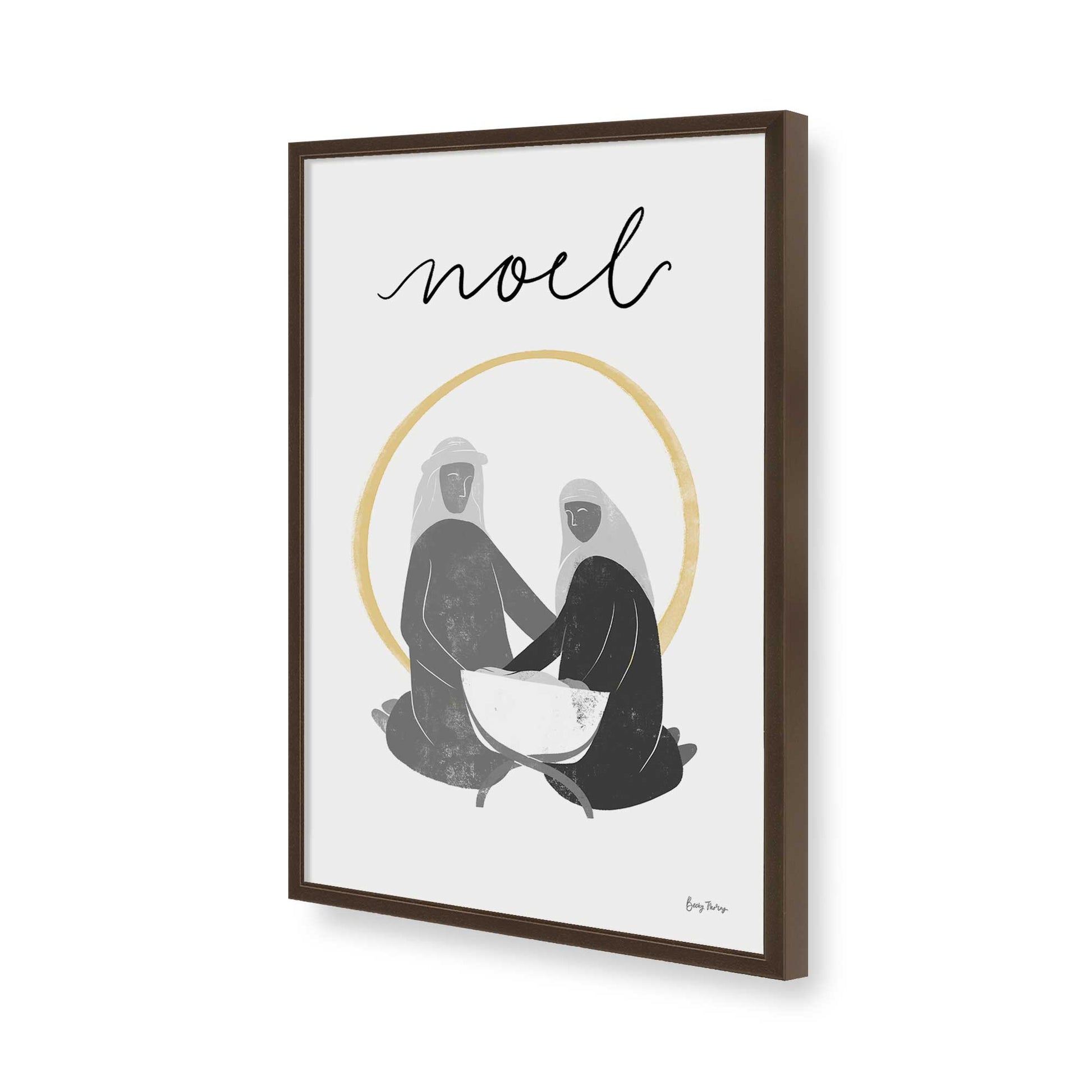 [Color:Brown], Picture of art in a Brown frame of the corner