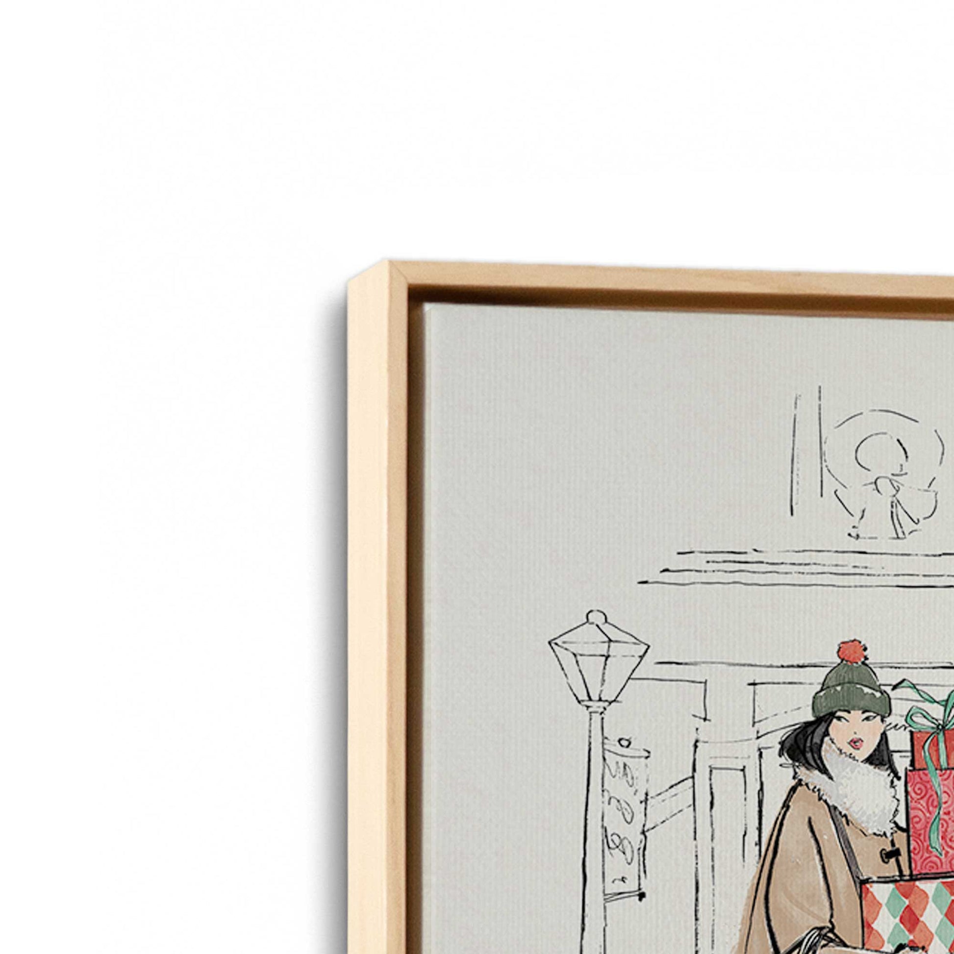 [Color:American Maple], Picture of art in a American Maple frame at an angle