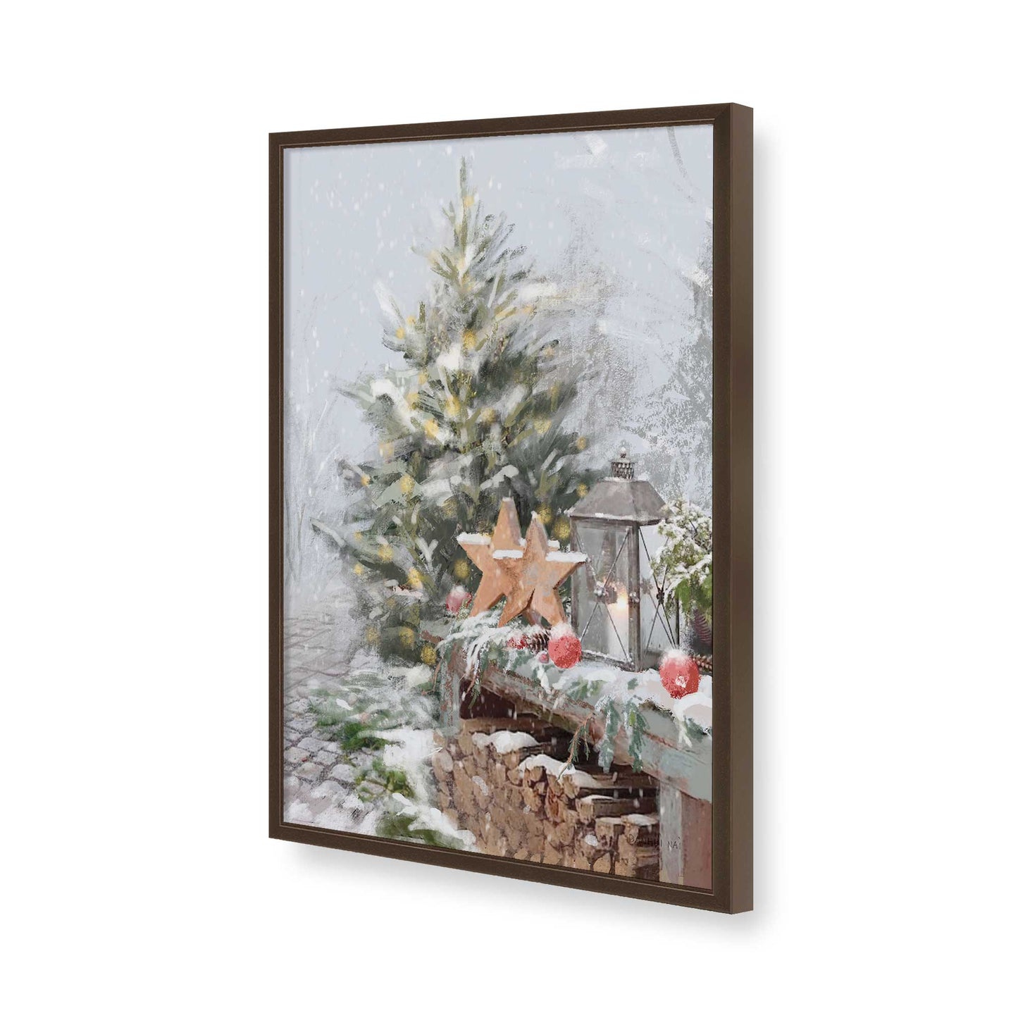 [Color:Brown], Picture of art in a Brown frame of the corner