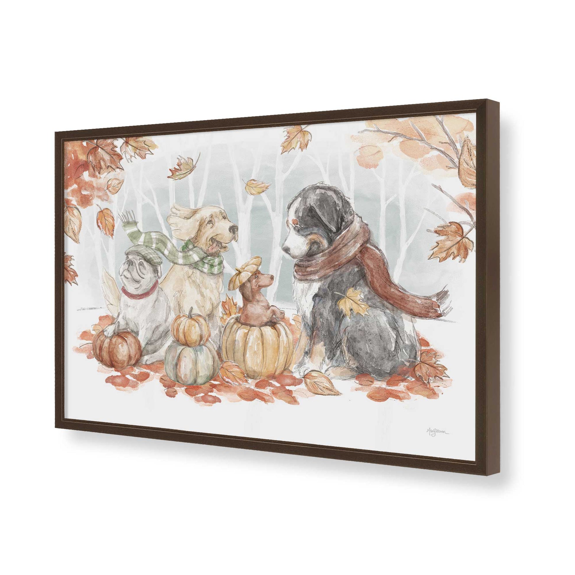 [Color:Brown], Picture of art in a Brown frame of the corner