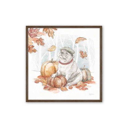 Pumpkin Pug Season I, Set of 3, Paper Art Prints