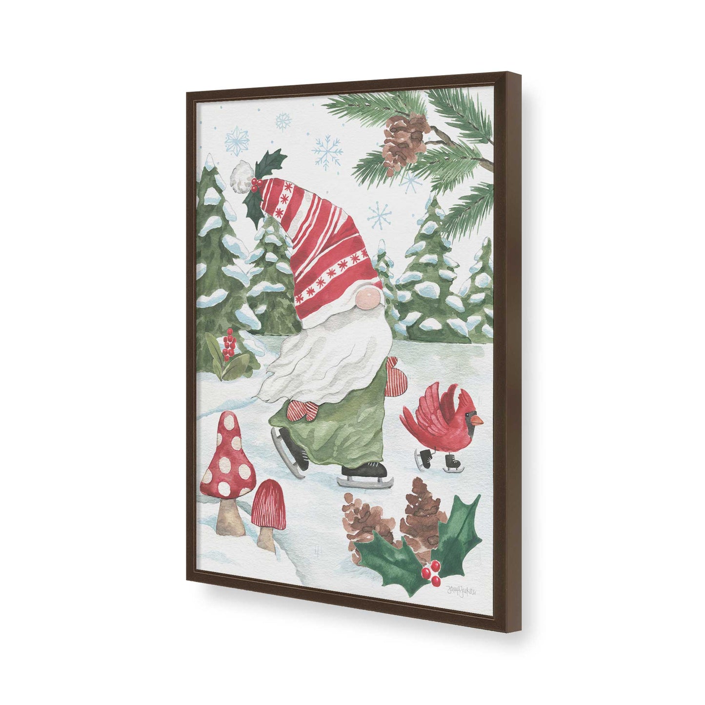 [Color:Brown], Picture of art in a Brown frame of the corner