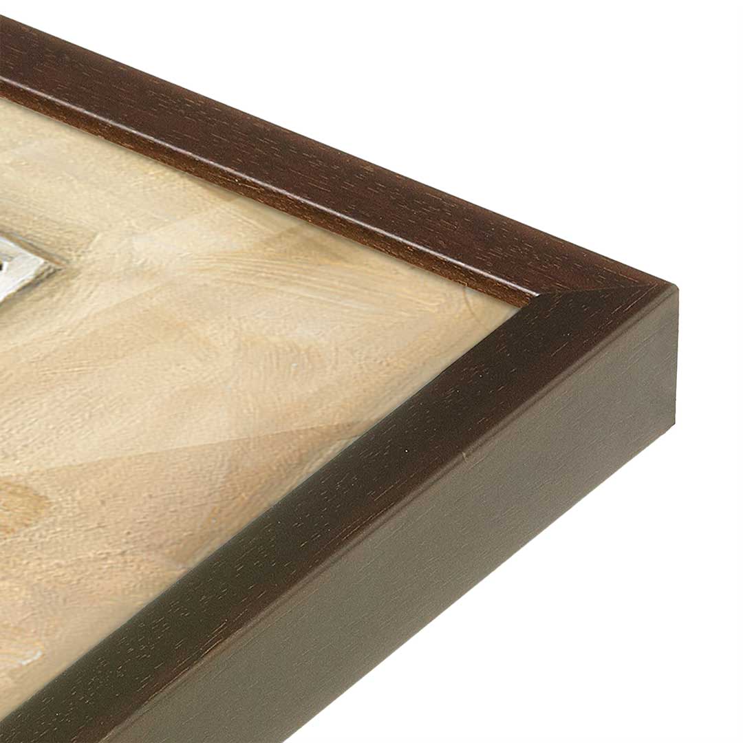[Color:Brown], Picture of art in a Brown frame at an angle