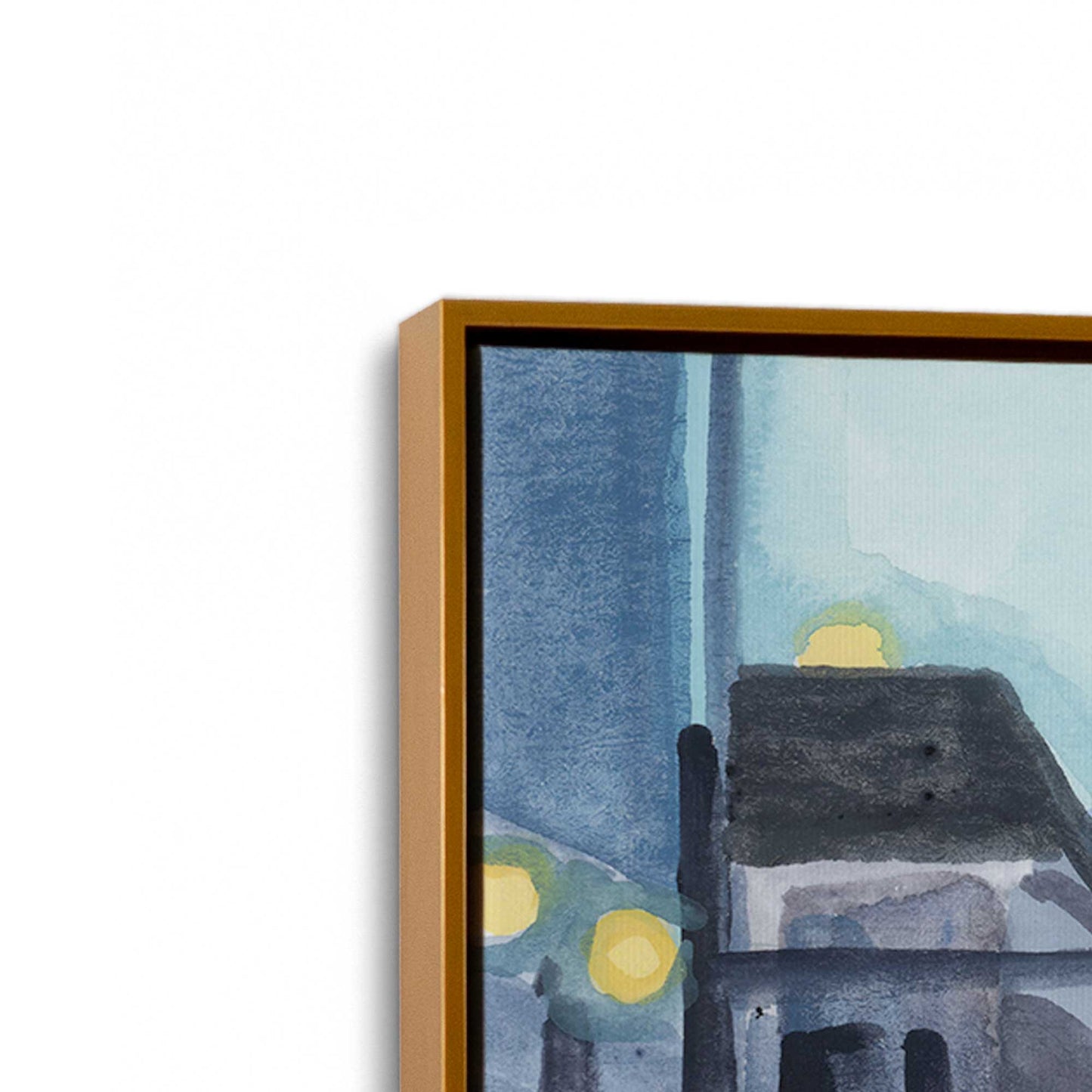 [Color:Polished Gold], Picture of art in a Polished Gold frame at an angle