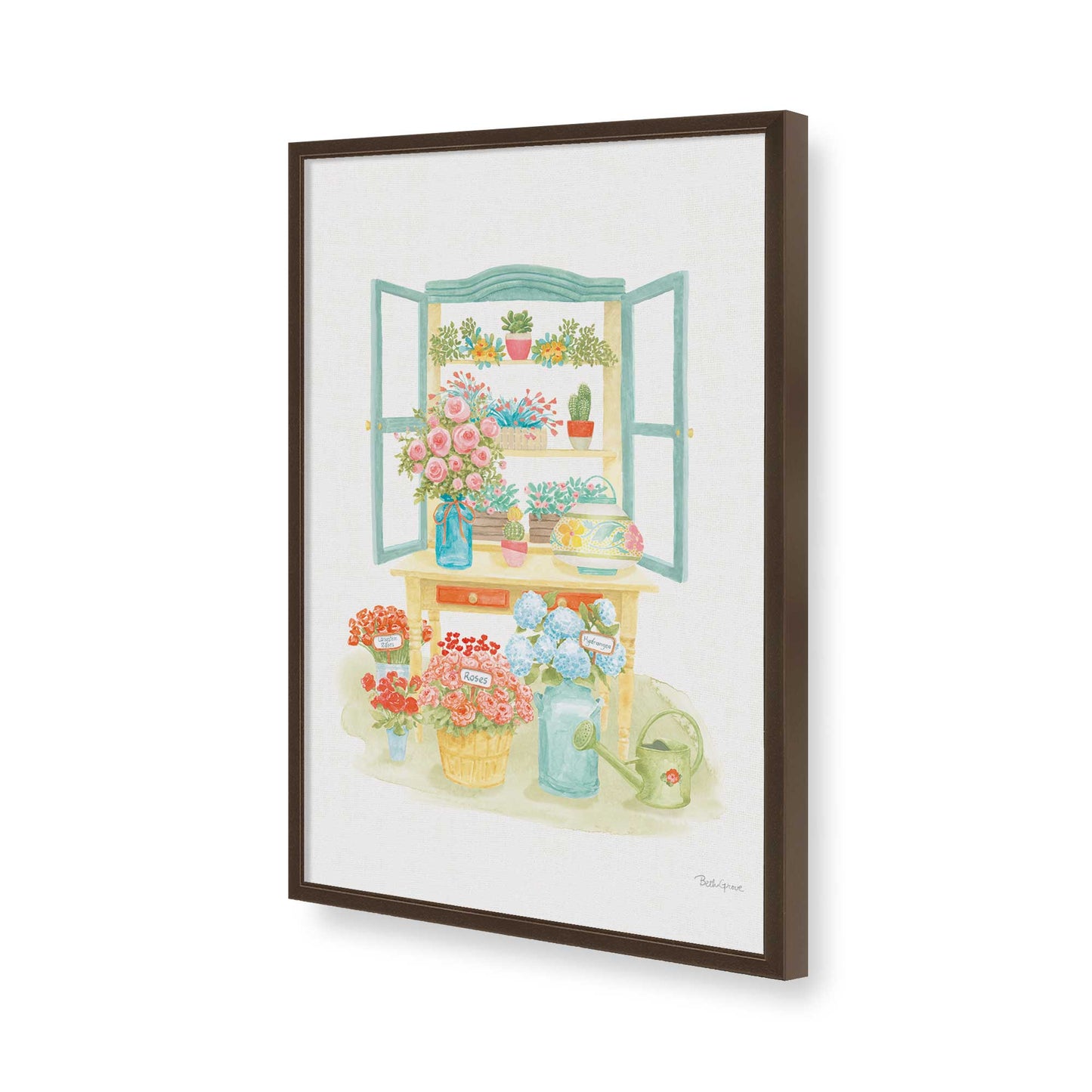 [Color:Brown], Picture of art in a Brown frame of the corner