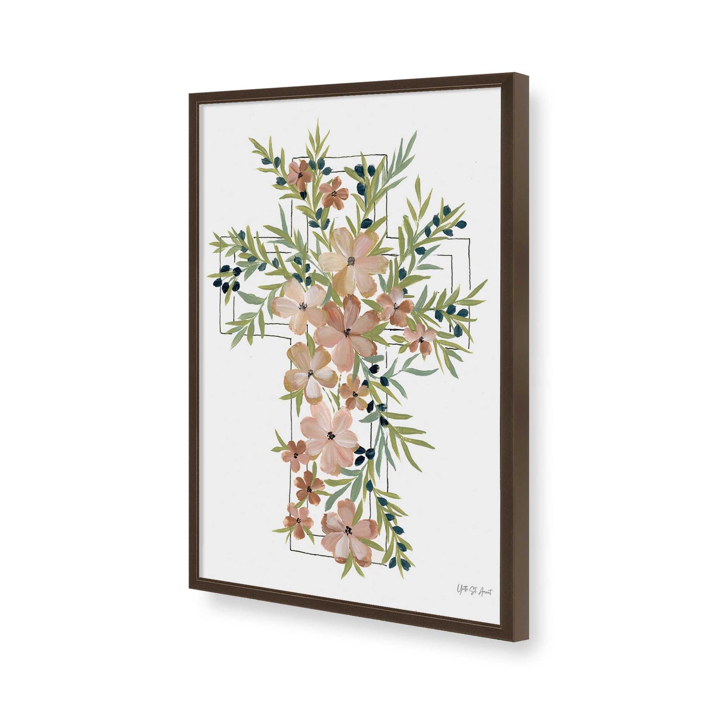 [Color:Brown], Picture of art in a Brown frame of the corner