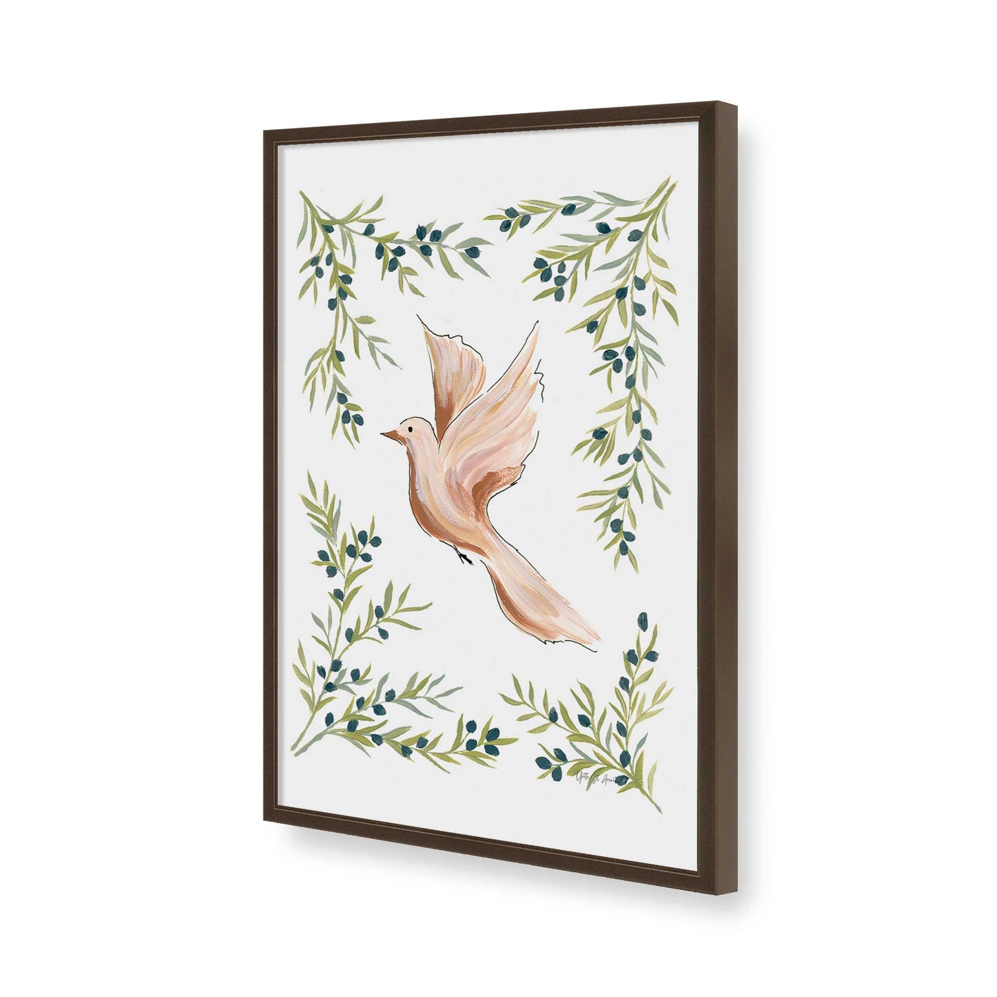 [Color:Brown], Picture of art in a Brown frame of the corner