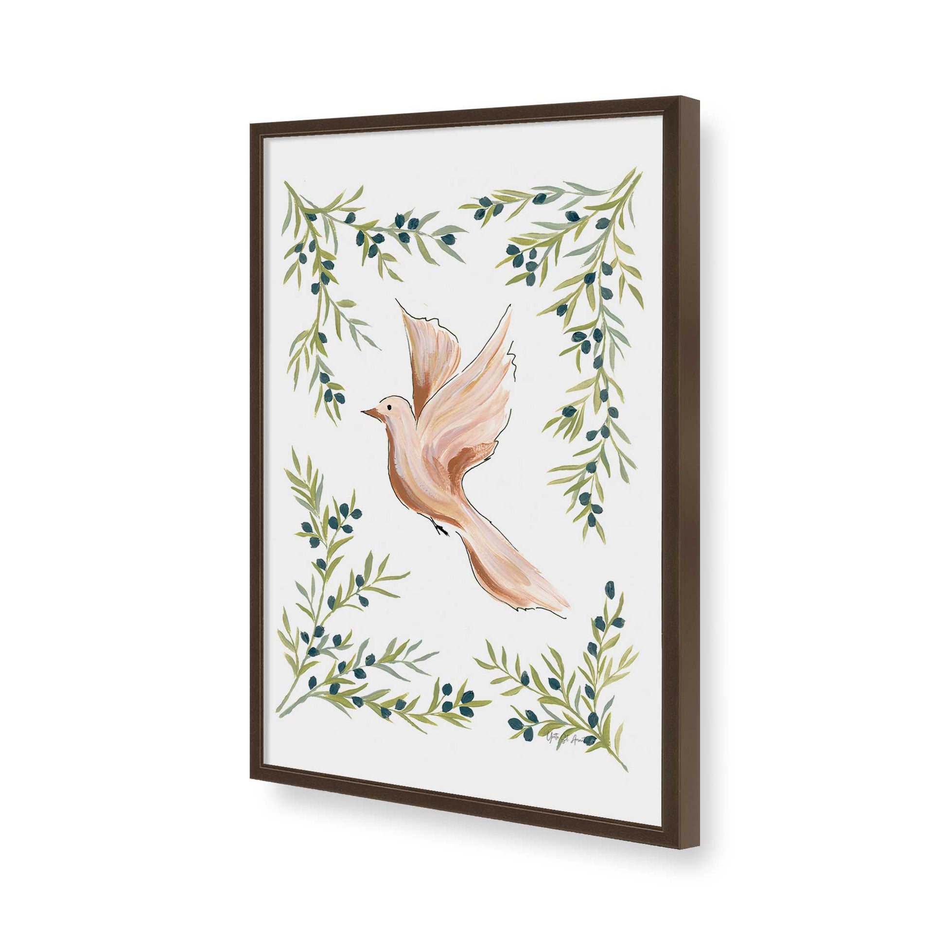 [Color:Brown], Picture of art in a Brown frame of the corner