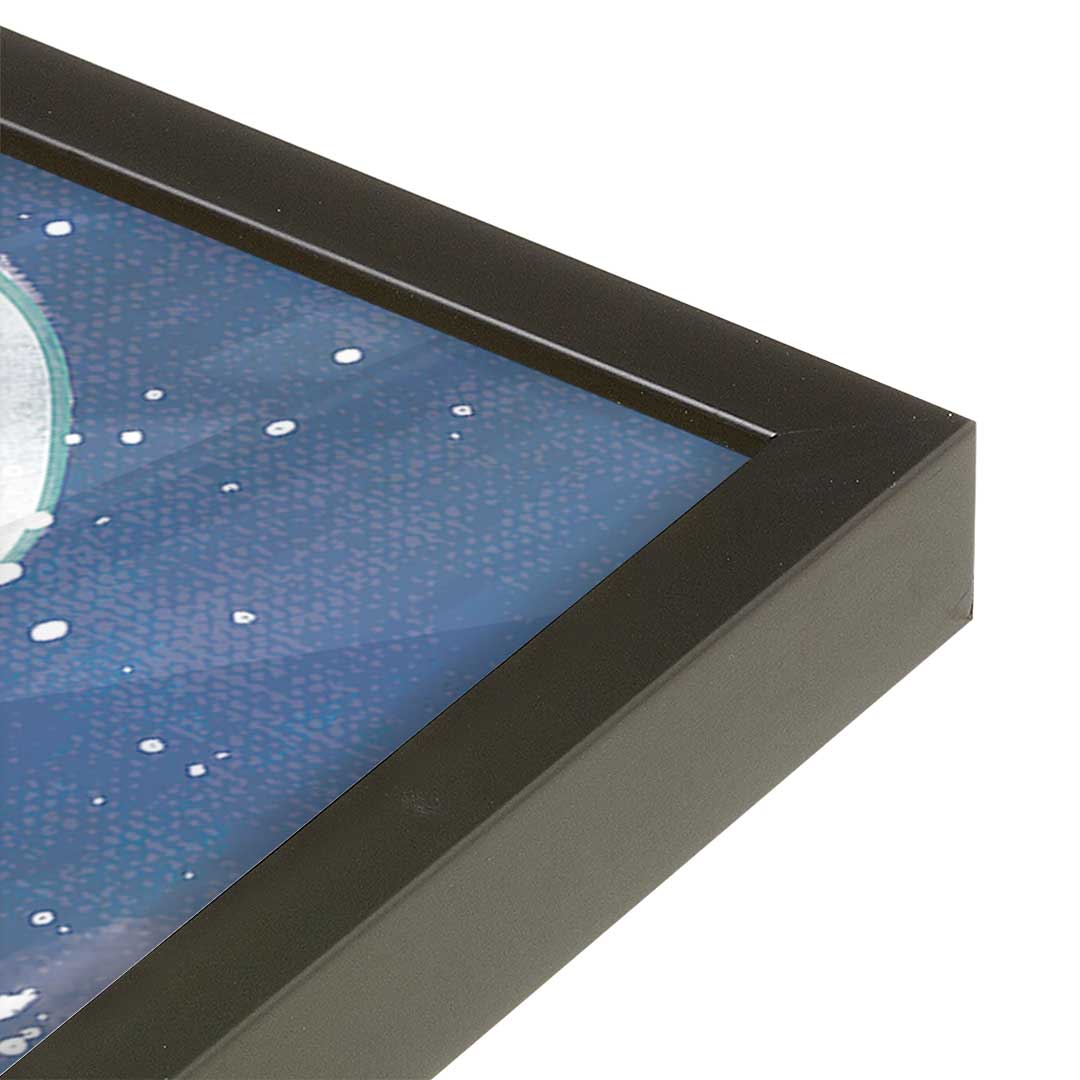 [Color:Satin Black], Picture of art in a Satin Black frame of the corner