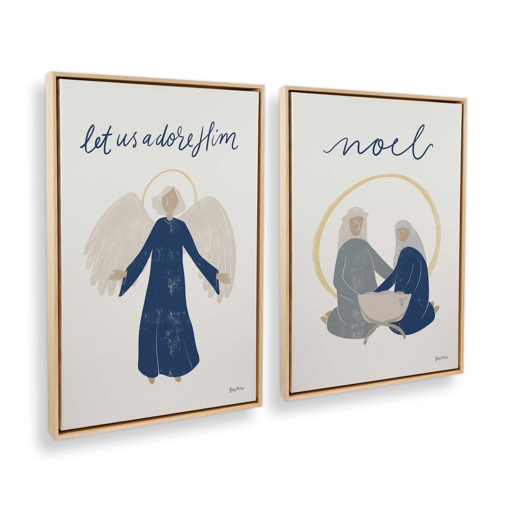 [Color:American Maple], Picture of art in a American Maple frame at an angle