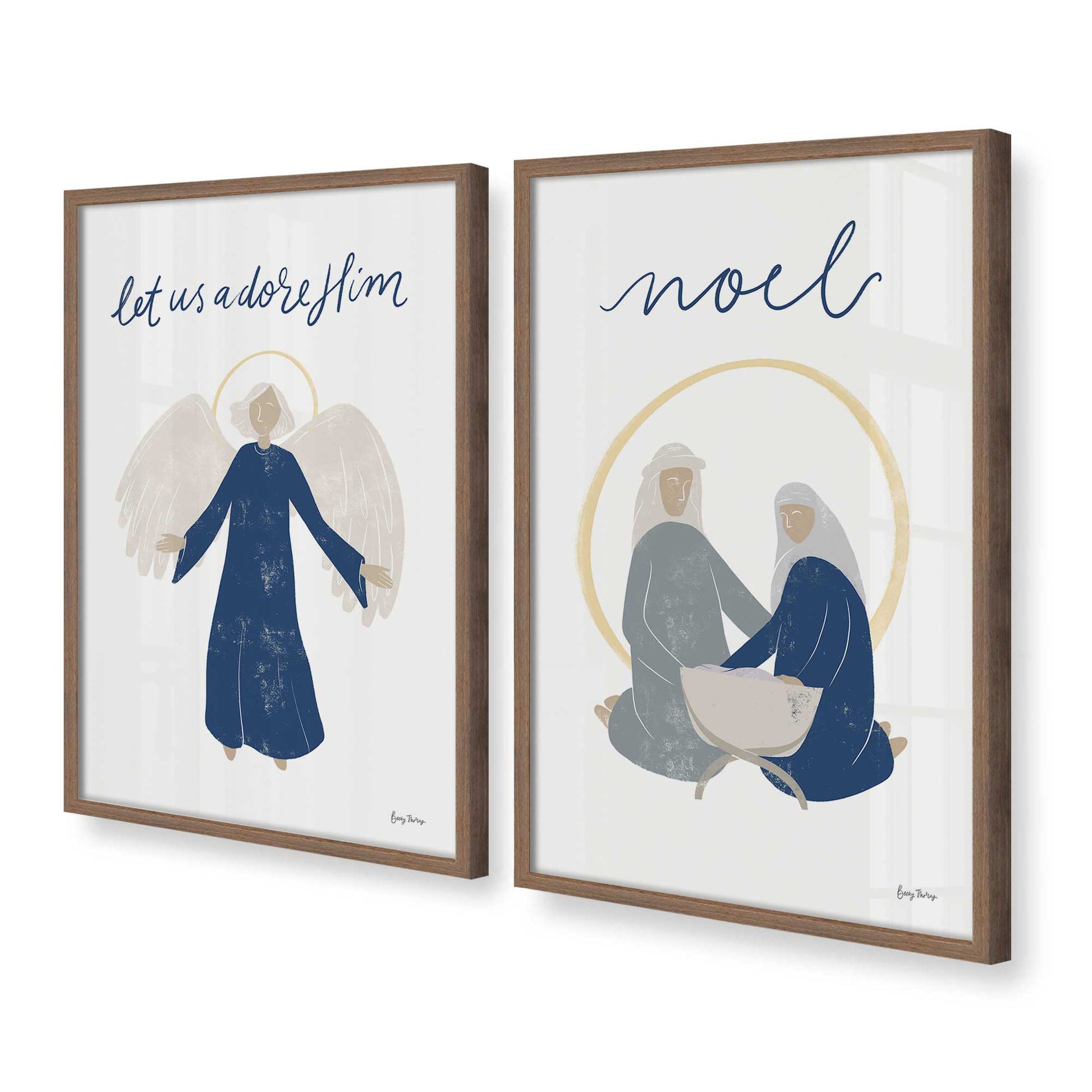 [Color:Walnut], Picture of art in a Walnut frame at an angle