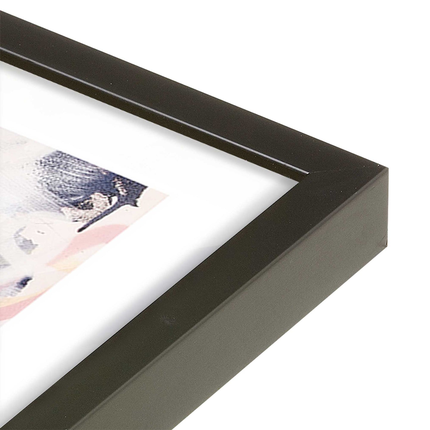 [Color:Satin Black], Picture of art in a Satin Black frame of the corner