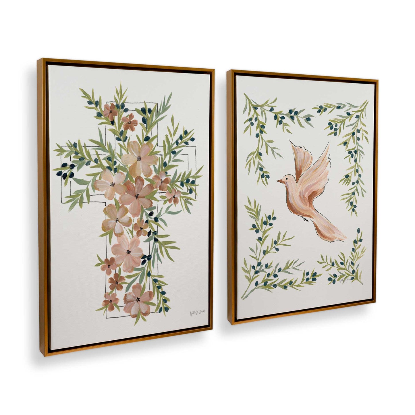 [Color:Polished Gold], Picture of art in a Polished Gold frame at an angle