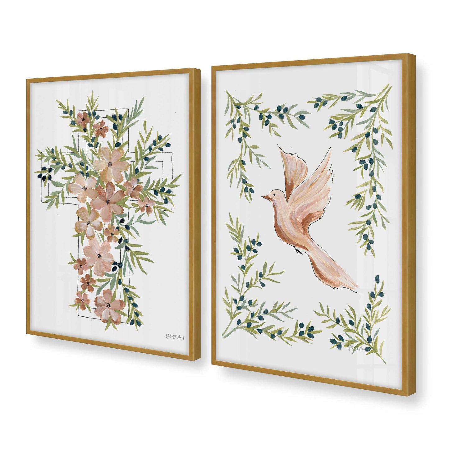 [Color:Polished Gold], Picture of art in a Polished Gold frame at an angle