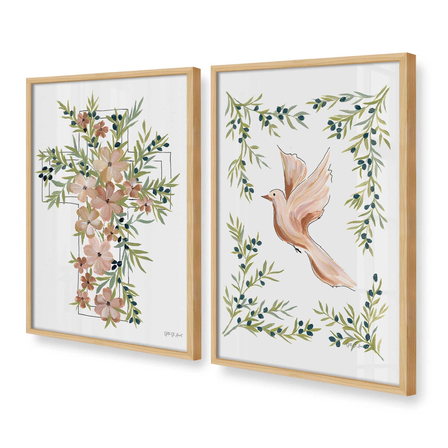 [Color:American Maple], Picture of art in a American Maple frame at an angle