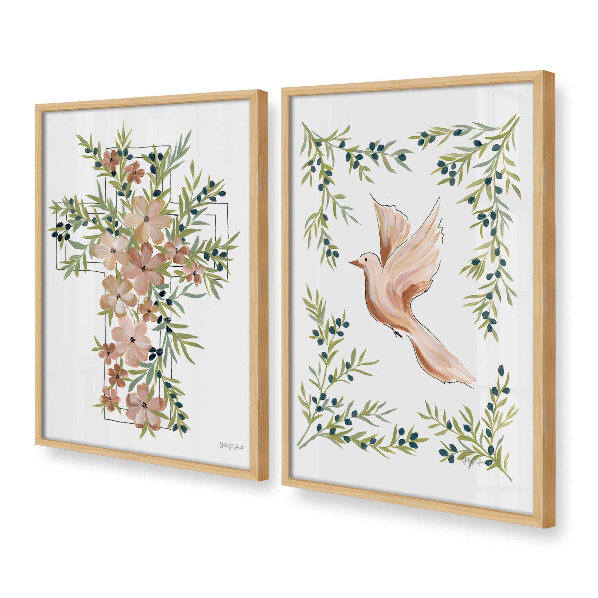 [Color:American Maple], Picture of art in a American Maple frame at an angle