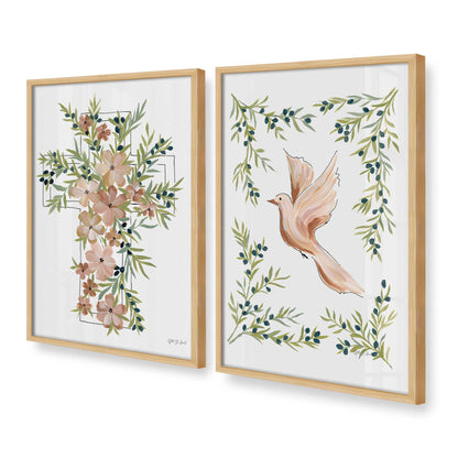 [Color:American Maple], Picture of art in a American Maple frame at an angle