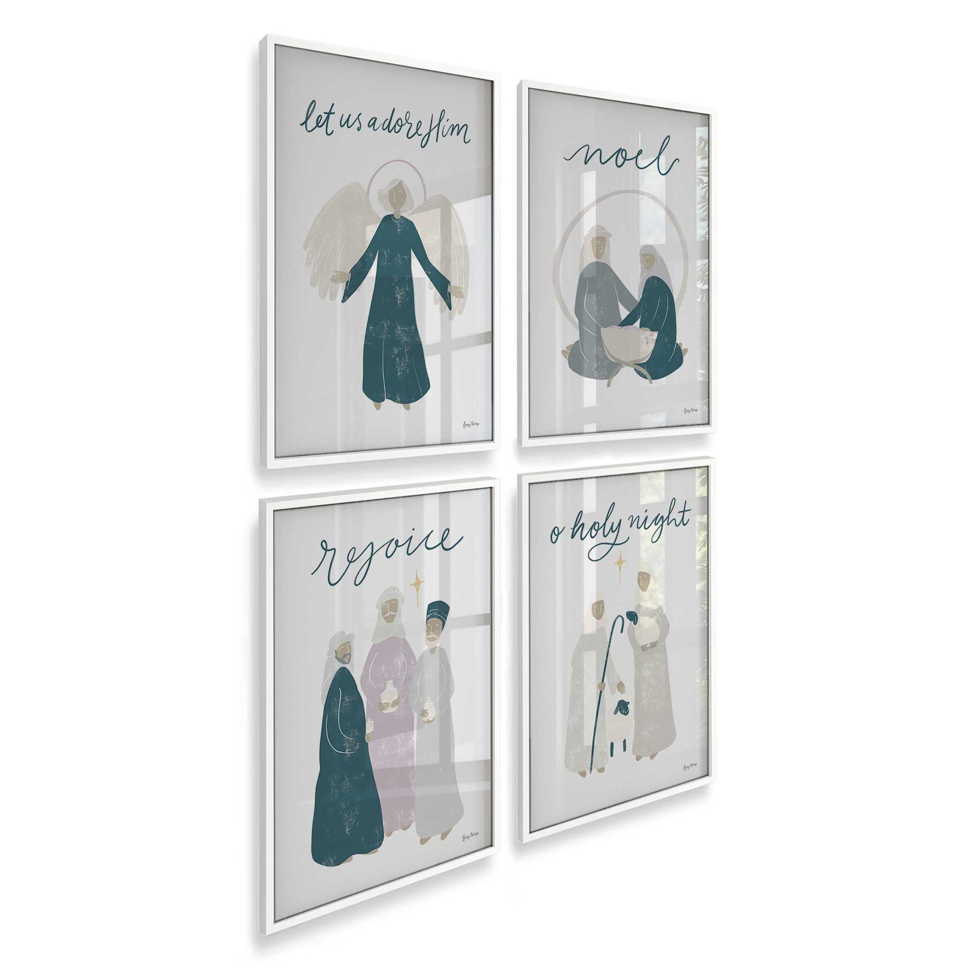 [Color:Opaque White], Picture of art in an Opaque White frame at an angle