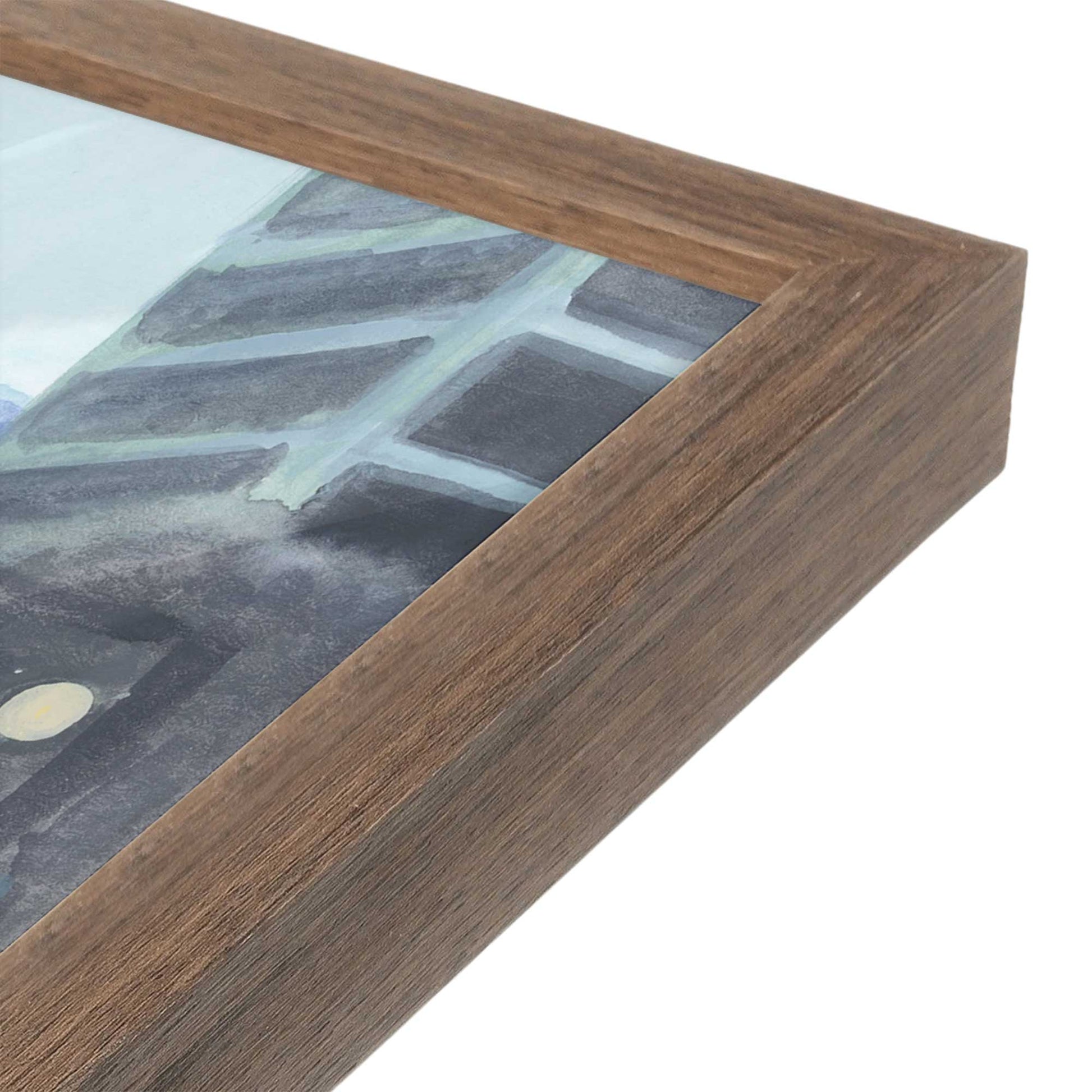 [Color:Walnut], Picture of art in a Walnut frame of the corner