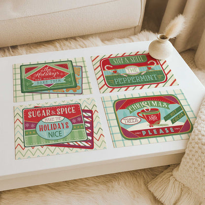Sweet Holiday Vibes, Set of 4, Paper Art Prints