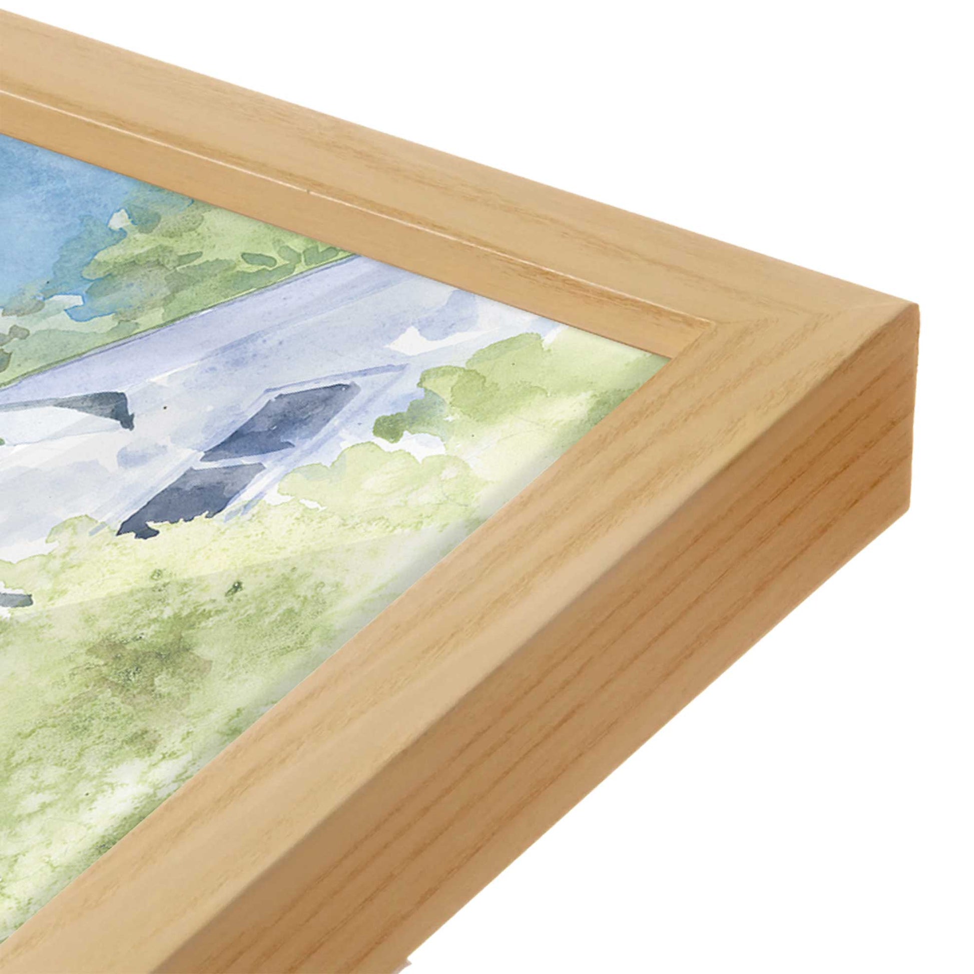 [Color:American Maple], Picture of art in a American Maple frame at an angle