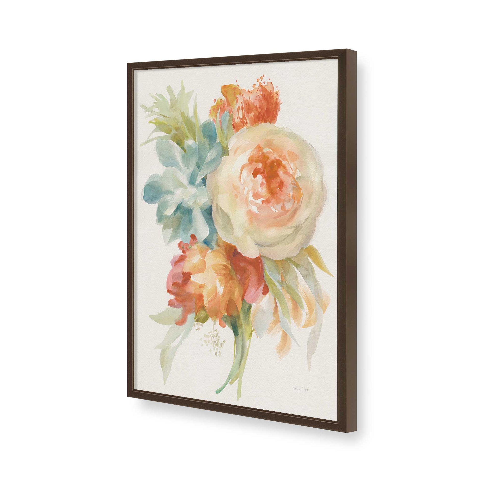 [Color:Brown], Picture of art in a Brown frame of the corner