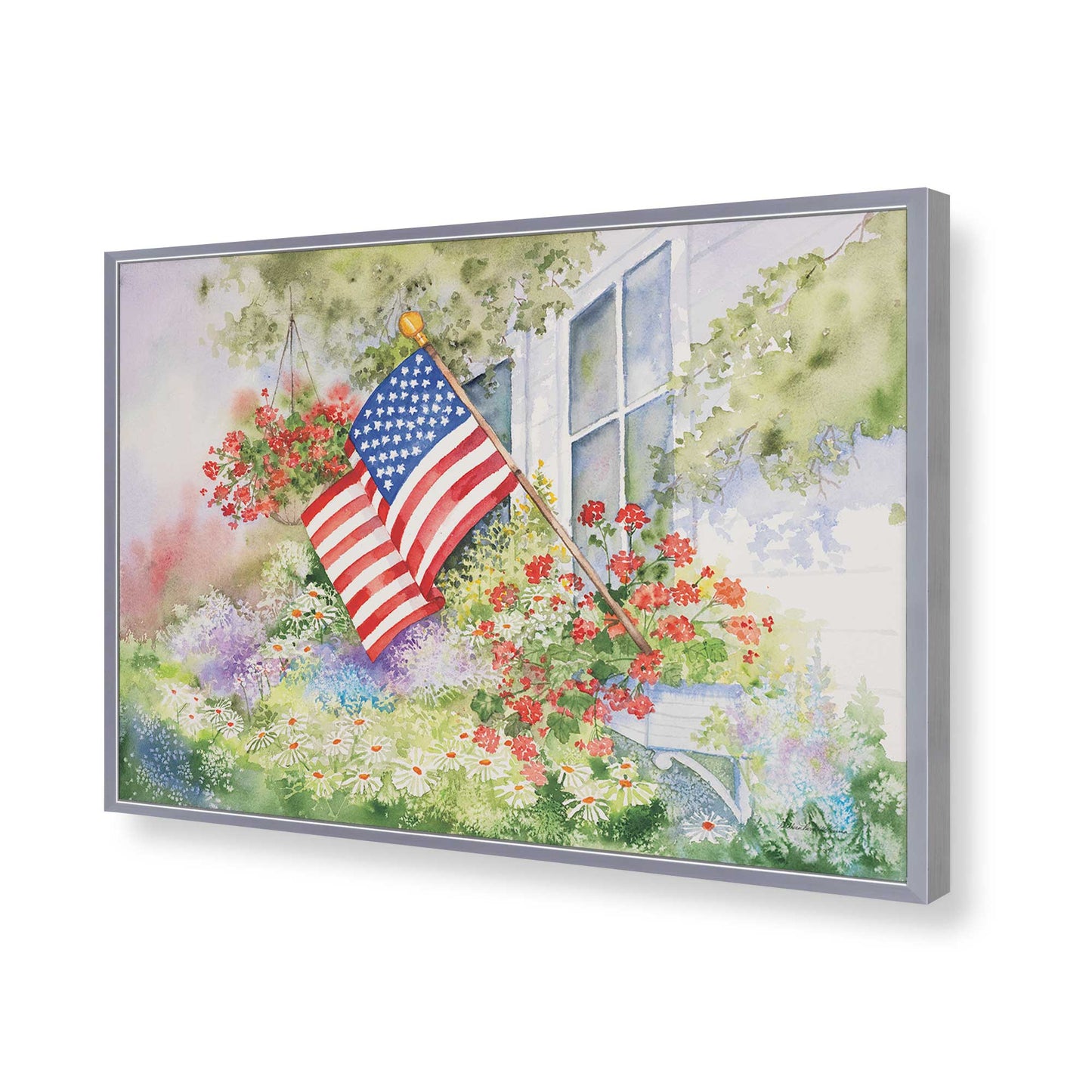 [Color:Polished Chrome], Picture of art in a Polished Chrome frame of the corner