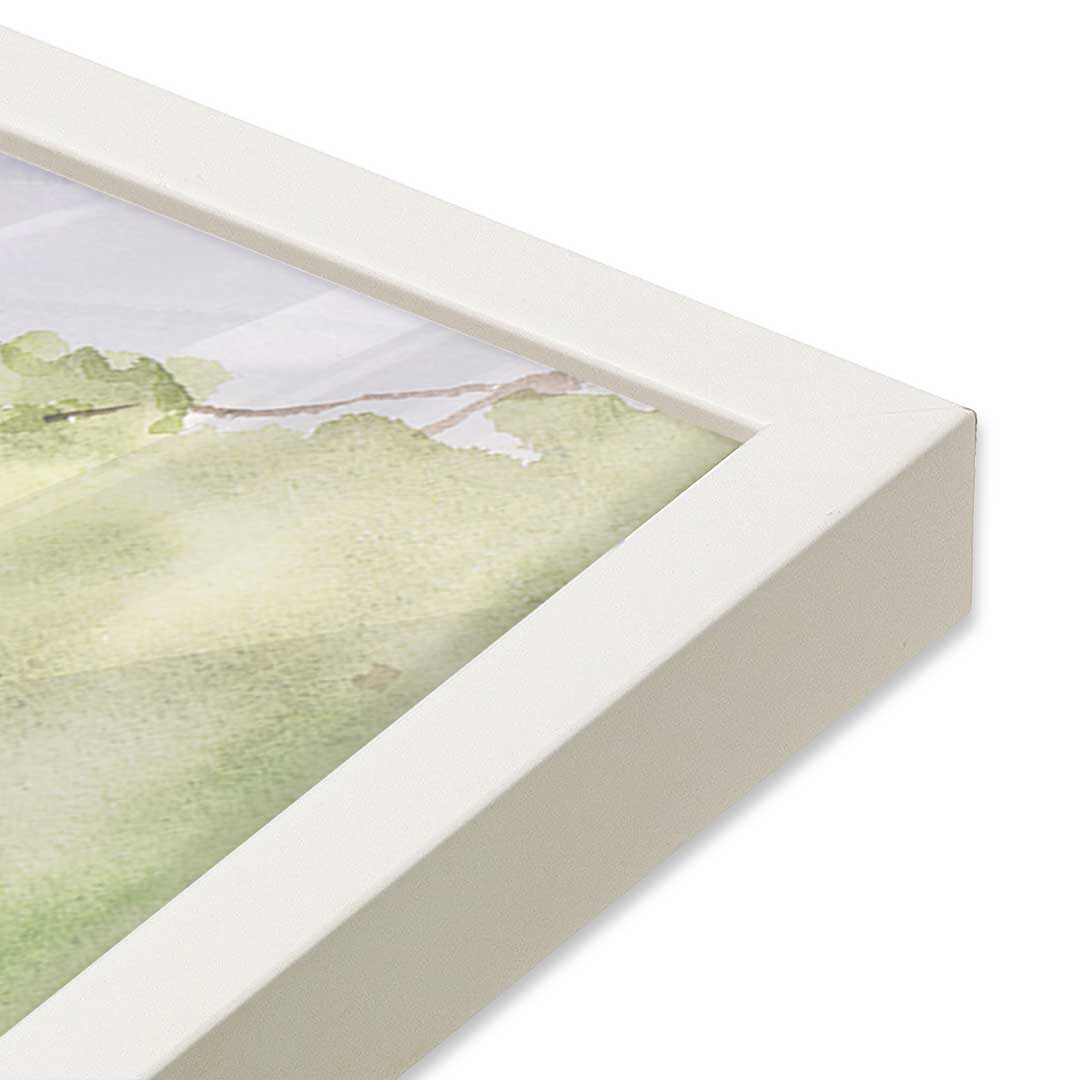[Color:Opaque White], Picture of art in a Opaque White frame at an angle