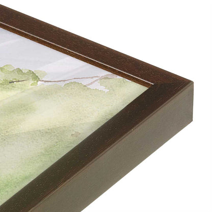[Color:Brown], Picture of art in a Brown frame at an angle