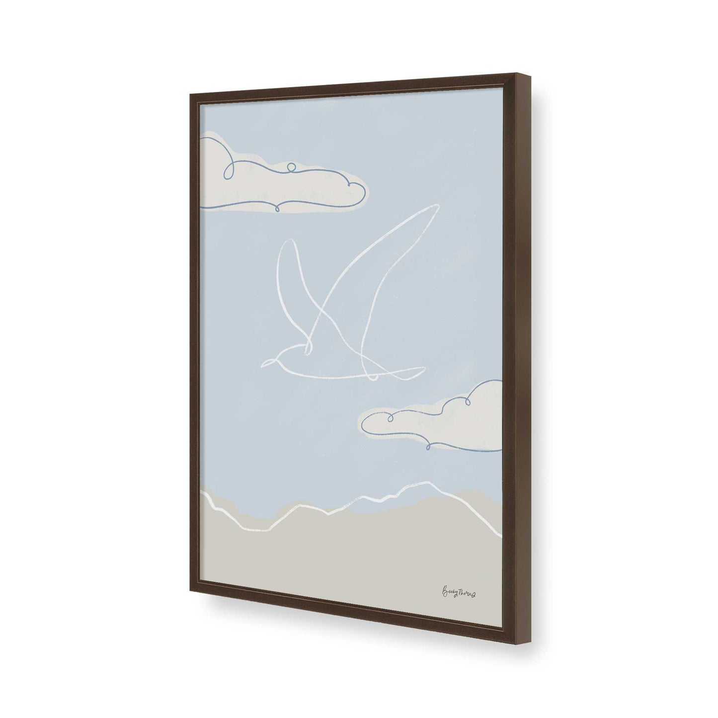 [Color:Brown], Picture of art in a Brown frame of the corner
