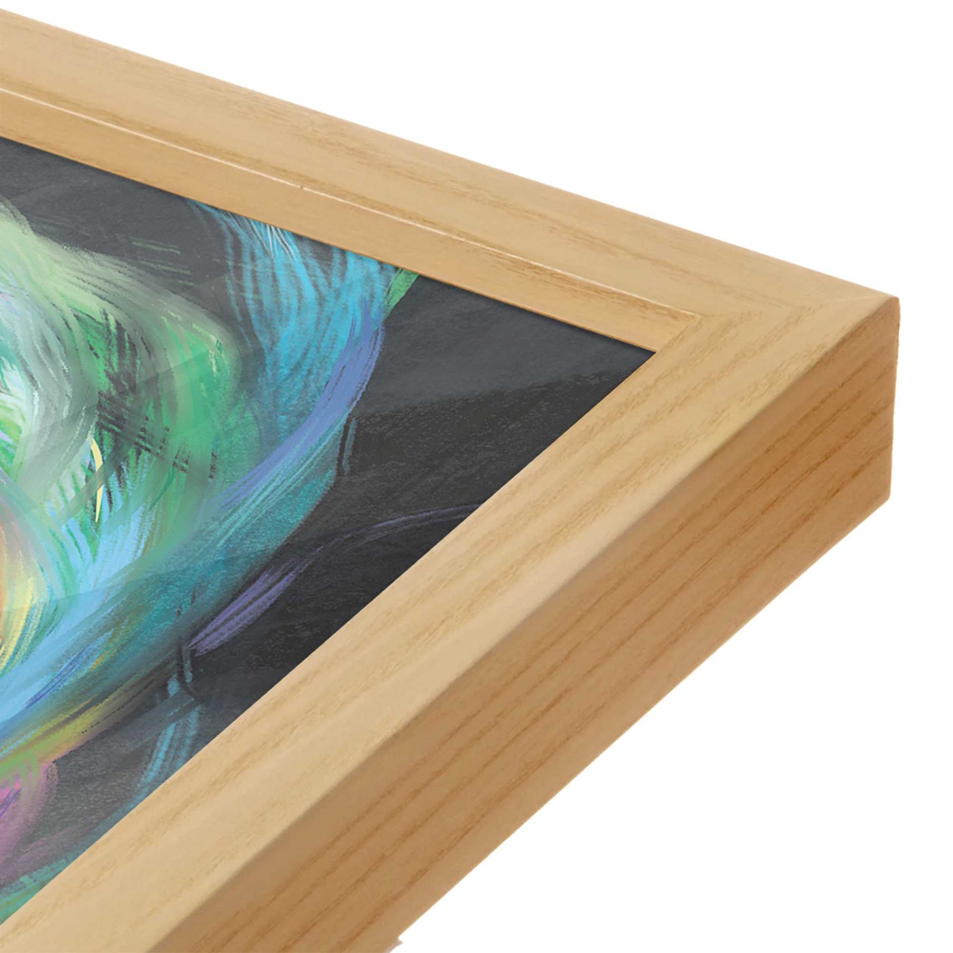 [Color:American Maple], Picture of art in a American Maple frame at an angle