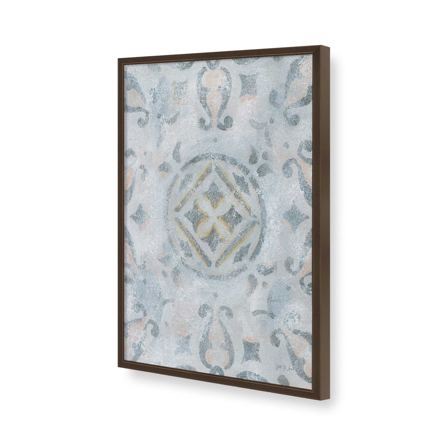 [Color:Brown], Picture of art in a Brown frame of the corner