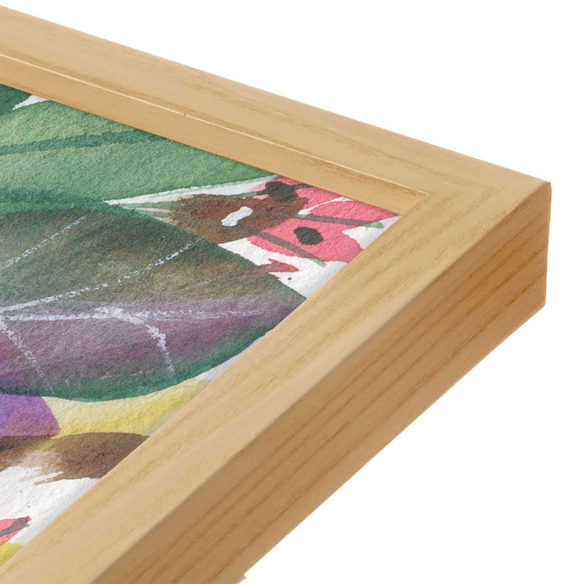 [Color:American Maple], Picture of art in a American Maple frame at an angle